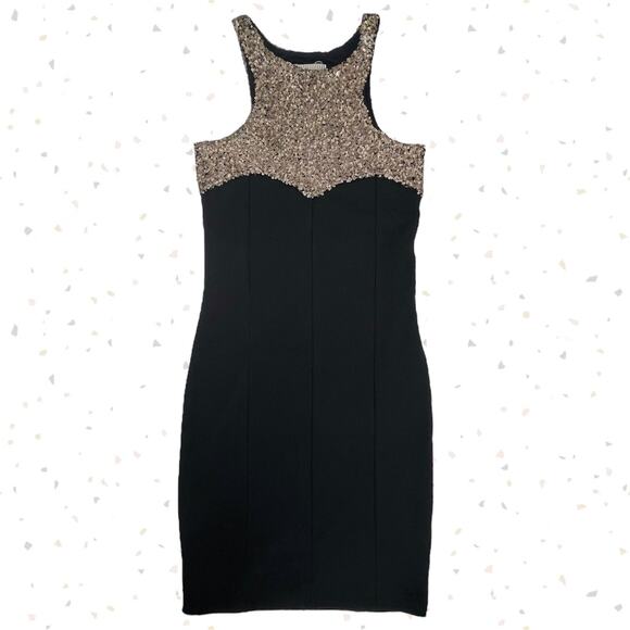 One Teaspoon Black Gold Sequin Bodycon Party NYE Graduation Holiday Dress XXS - Picture 1 of 13